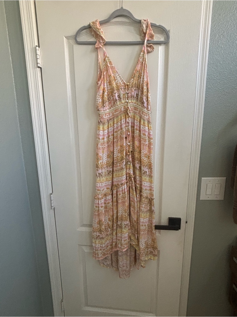 River Island Pink and Cream High-Low Maxi Dress
